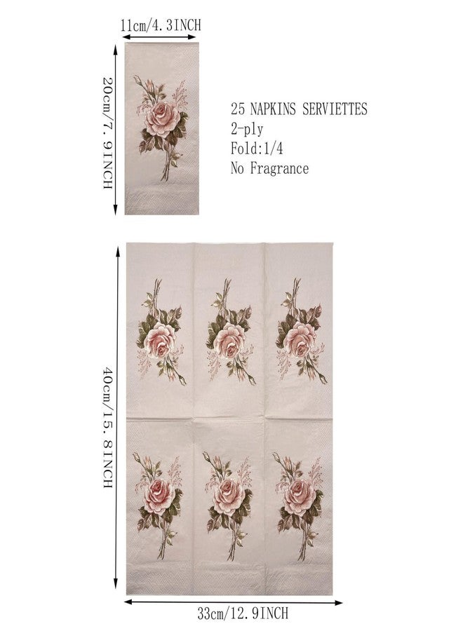 مجموعة مناديل ضيوف WRAPAHOLIC مكونة من 25 قطعة بتصميم زهور عتيق - مناشف يد للاستخدام مرة واحدة للضيوف، طبقتين، مناسبة للحمام، وحفلات الزفاف، وحفلات توديع العزوبية، وحفلات الشاي، وحفلات الحدائق، وحفلات أعياد الميلاد - 4.3 × 7.9 بوصة - Image 2